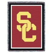 USC Trojans SC Interlock Cardinal and Gold Throw